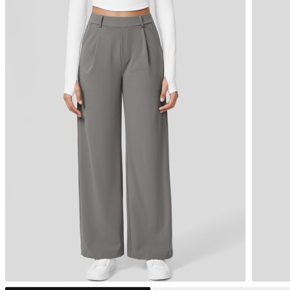 Halara High Waisted Plicated Side Pocket Straight Leg Work Pants